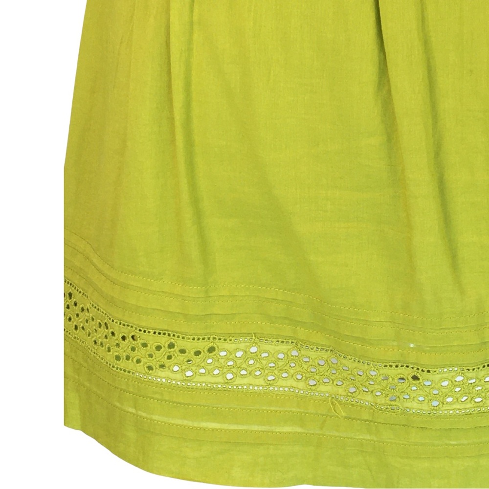 Loft Green Cotton Eyelet Delicate Gathered Layered Skater Skirt Petite size 2P - Picture 8 of 13